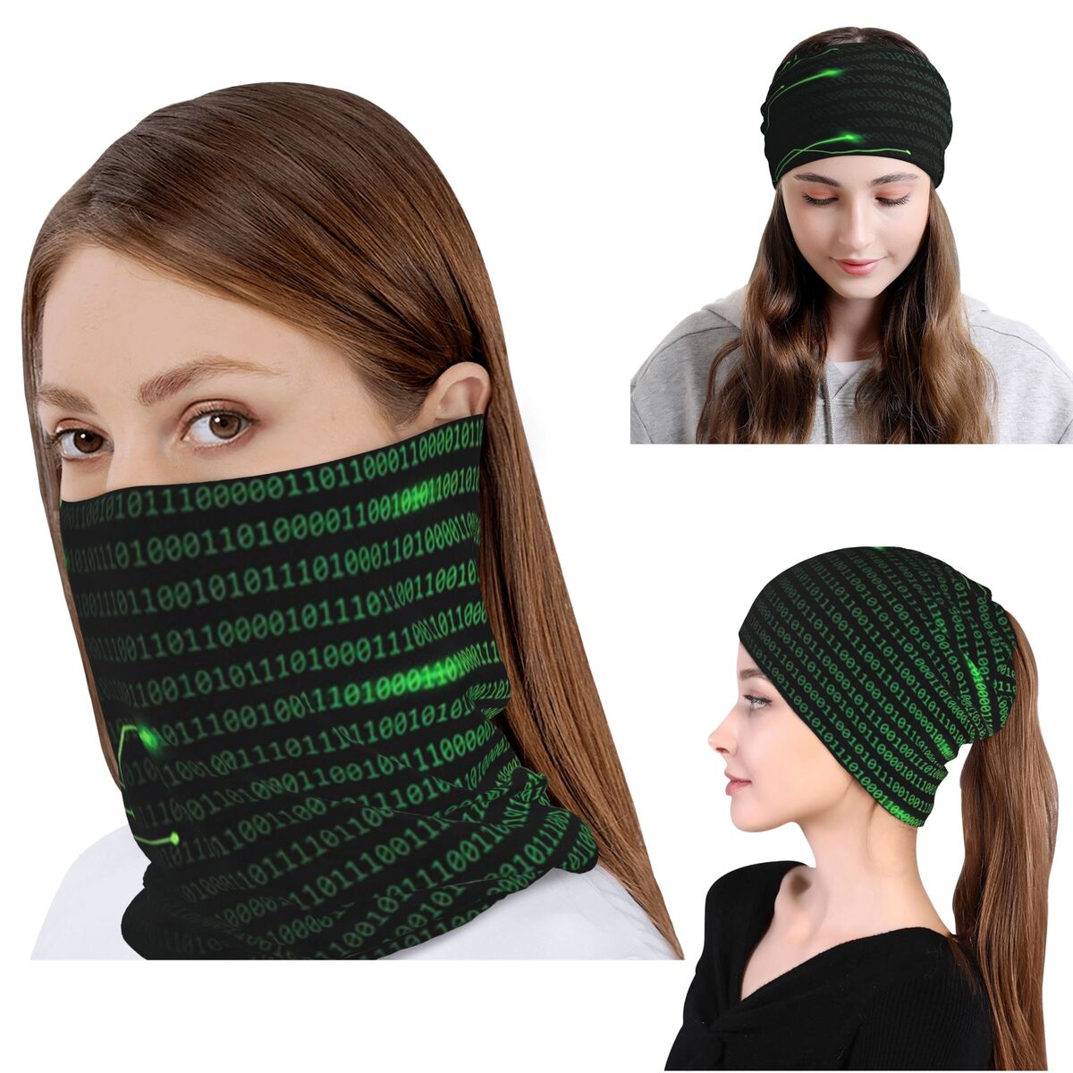 Neck Gaiter Fleece - Coperta con codice binario e bandana