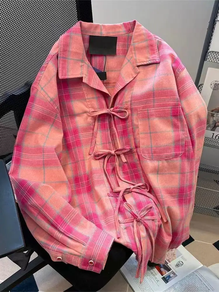 Winter Clothing Vintage - Y2k Camicia scozzese rosa vintage americana