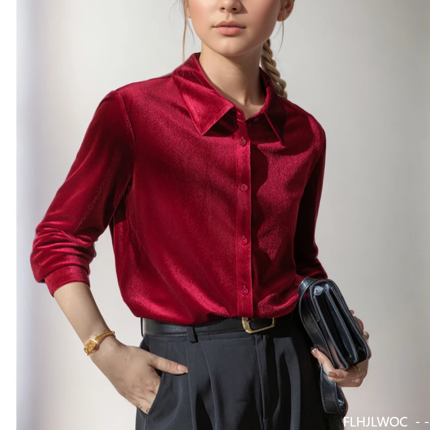 Winter Clothing Vintage - Camicetta top in velluto rosso nero